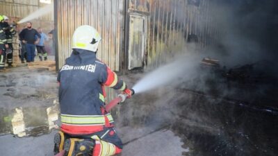 Mersin'in Akdeniz ilçesindeki bir palet üretim tesisinde yangın çıktı, ancak