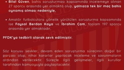 Niğde Belediyespor yönetimi, Türkiye Futbol Federasyonu'nun bahis soruşturması çerçevesinde futbolcu