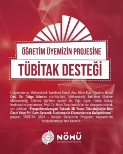 Niğde Ömer Halisdemir Üniversitesi'nden Doç. Dr. Tolga Altan'ın liderlik ettiği