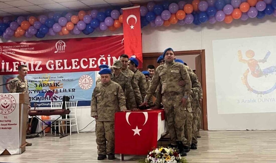 Siirt'te 3 Aralık Dünya Engelliler Günü'nde özel bireyler, askeri kamuflaj