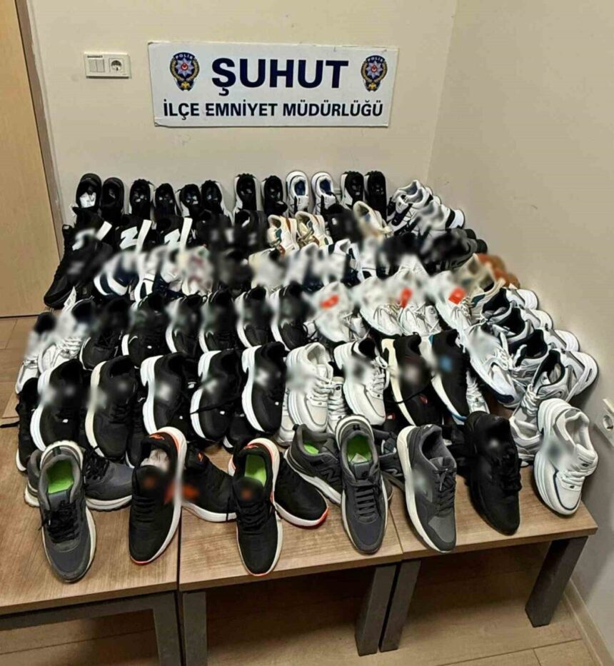 Afyonkarahisar’da yapılan operasyonda sahte olduğu tespit edilen 60 çift ayakkabı ele geçirildi.