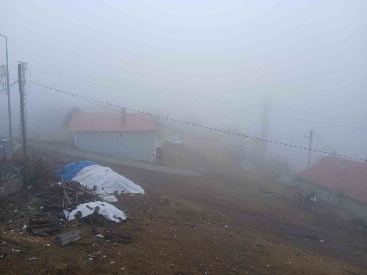 Ardahan’ın Posof ilçesinde sabah saatlerinde etkili olan yoğun sis, görüş