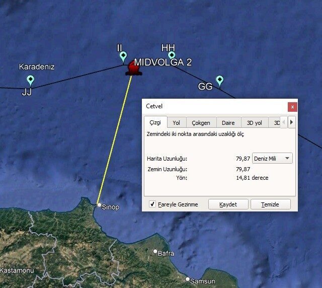 Denizcilik Genel Müdürlüğü, MIDVOLGA-2 adlı tankerinin Rusya'dan Gürcistan'a giderken Türkiye