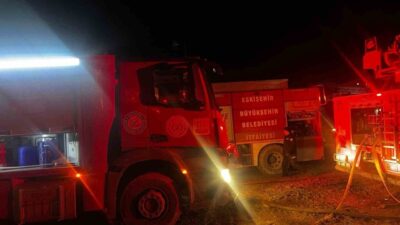 Eskişehir'in Alpu ilçesindeki bir çiftlikte çıkan yangında, binlerce saman balyası