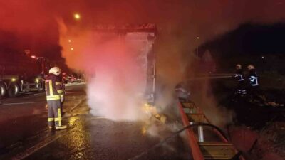 Şanlıurfa-Gaziantep Otoyolu üzerinde seyir halindeki beyaz eşya yüklü bir tırda