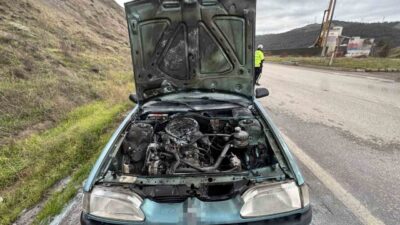 Karabük-Eskipazar kara yolunda Ali E.’nin kullandığı bir otomobilin motor kısmında