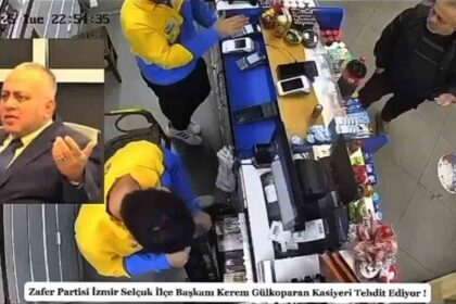 Zafer Partisi İlçe Başkanı Kerem Gülkoparan’ın Kasiyeri Tehdit Ettiği Anlar Güvenlik Kamerasında Kaydedildi