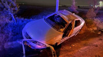 Eskişehir'de Bursa-Eskişehir karayolunda sürücüsünün kontrolünü kaybettiği otomobil, takla atarak şarampole