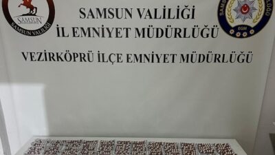 Samsun'un Vezirköprü ilçesinde polis, M.A.S. isimli sürücünün kullandığı araçta yaptığı
