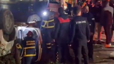 Yalova'nın Çiftlikköy ilçesinde, gece saatlerinde kontrolden çıkan bir otomobil takla