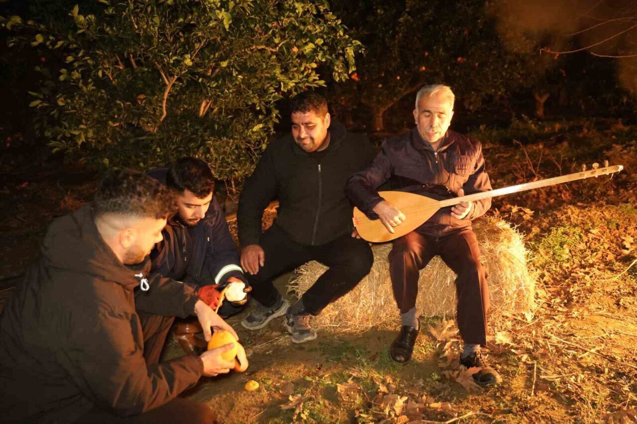 Adana’da soğuk hava etkili oldu, narenciye üreticileri don nöbeti tutuyor. Âşık Veli İmir de destek verdi.
