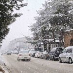 Bitlis’in Ahlat ilçesinde etkili olan kuvvetli kar yağışı başladı.