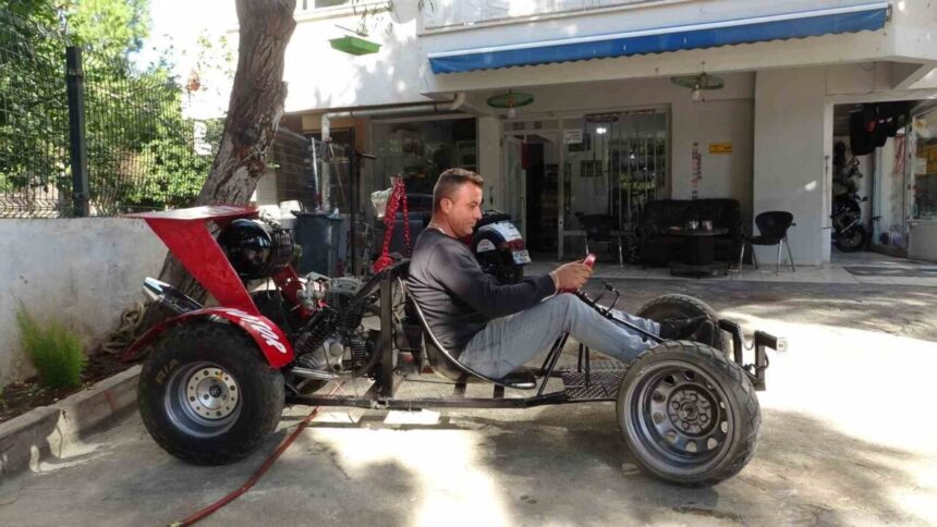 Antalya’da 27 yıllık motosiklet tamircisi, hurda malzemelerle saatte 160 km hıza ulaşan araç üretti. Antalya’da 27 yıllık motosiklet tamircisi, hurda malzemelerle saatte 160 km hıza ulaşan araç üretti.