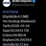 AFAD, Balıkesir’in Sındırgı ilçesinde 4.1 büyüklüğünde deprem olduğunu duyurdu.