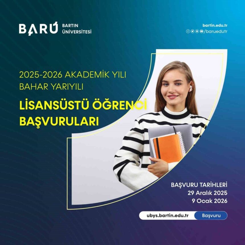 Bartın Üniversitesi, 2025-2026 bahar döneminde 45 tezli yüksek lisans ve 10 doktora programı için başvuru alıyor. Bartın Üniversitesi, 2025-2026 bahar döneminde 45 tezli yüksek lisans ve 10 doktora programı için başvuru alıyor.