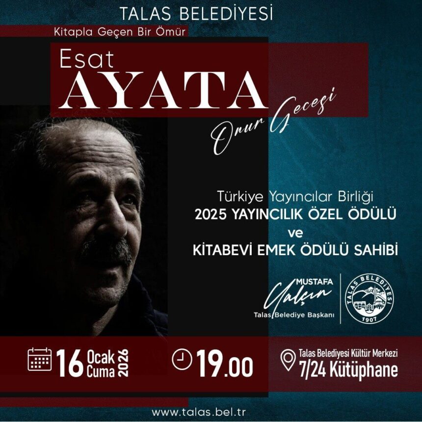 Talas Belediye Başkanı Yalçın, Akabe Kitabevi sahibi Ayata için onur etkinliği düzenleyecek. Talas Belediye Başkanı Yalçın, Akabe Kitabevi sahibi Ayata için onur etkinliği düzenleyecek.
