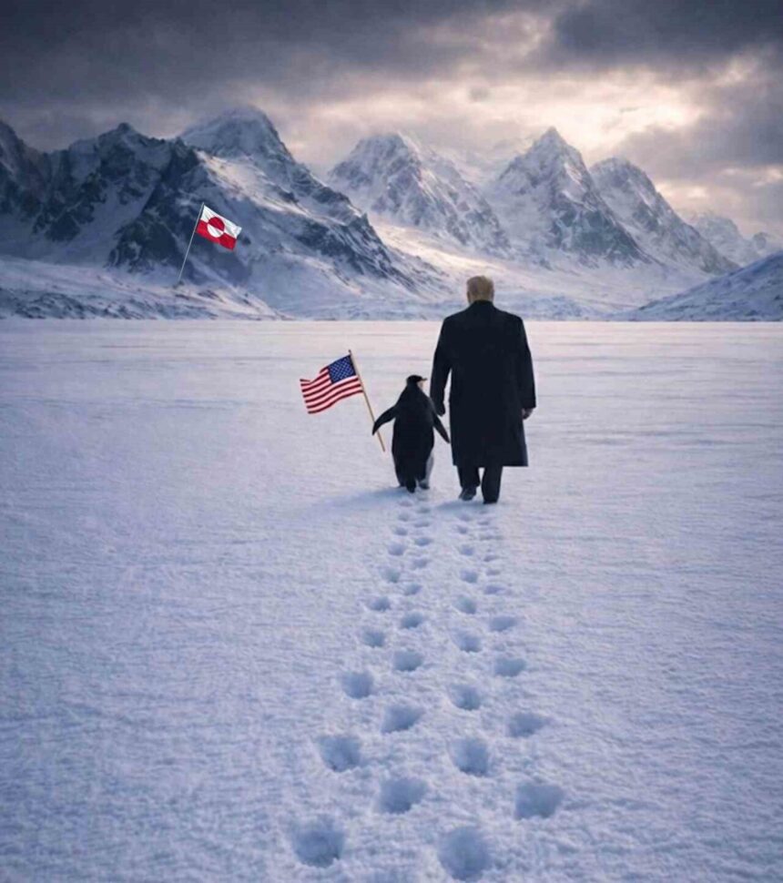 Beyaz Saray, ‘Nihilist Penguen’ ile Donald Trump’ı Grönland’da gösteren yapay zeka görseli paylaştı. Beyaz Saray, ‘Nihilist Penguen’ ile Donald Trump’ı Grönland’da gösteren yapay zeka görseli paylaştı.