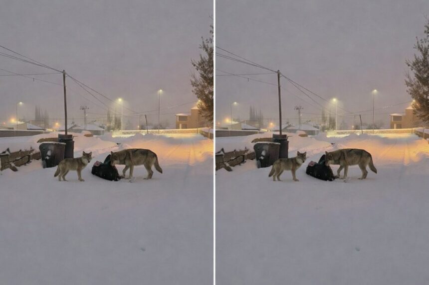 Diyadin’deki yoğun kar yağışı, yaban hayvanlarının yerleşim alanlarına inmesine neden oldu.