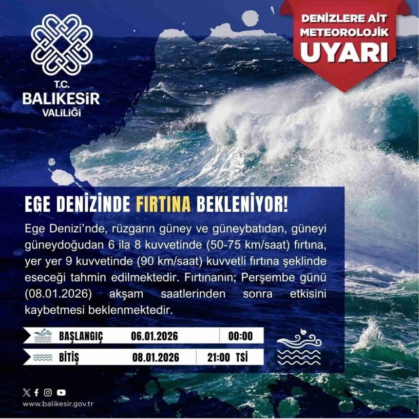 Ege Denizi’nde Fırtına Beklentisi, Balıkesir Valiliği’nden Uyarı Geldi Ege Denizi’nde Fırtına Beklentisi, Balıkesir Valiliği’nden Uyarı Geldi