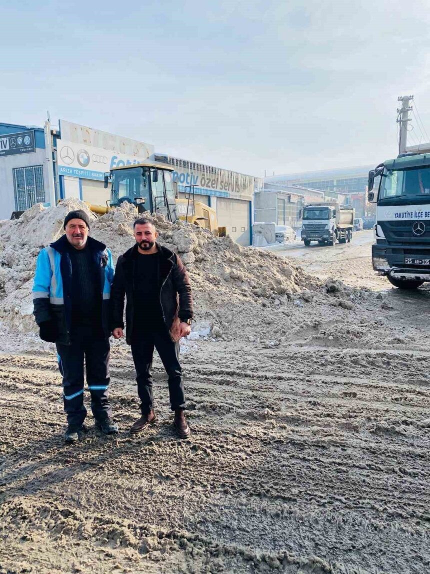 Emre Akdoğan, sanayi esnafının kış sorunları için kar temizliği çalışması başlattı.