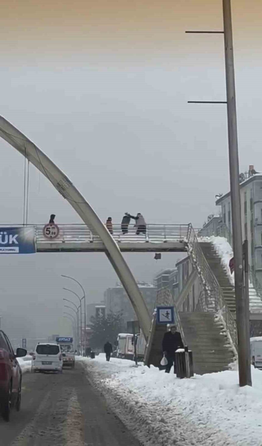 Diyarbakır Bağlar’da üst geçitten araçlara kar topu attıkları iddia edilen çocukları darbeden sürücü tutuklandı.