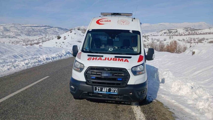 Diyarbakır’ın Kulp ilçesinde kar nedeniyle arızalanan ambulans, üç gündür yol kenarında bekliyor.