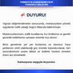 Tunceli’de olumsuz hava koşulları nedeniyle motokuryelere konulan trafik yasağı bugün kaldırıldı.