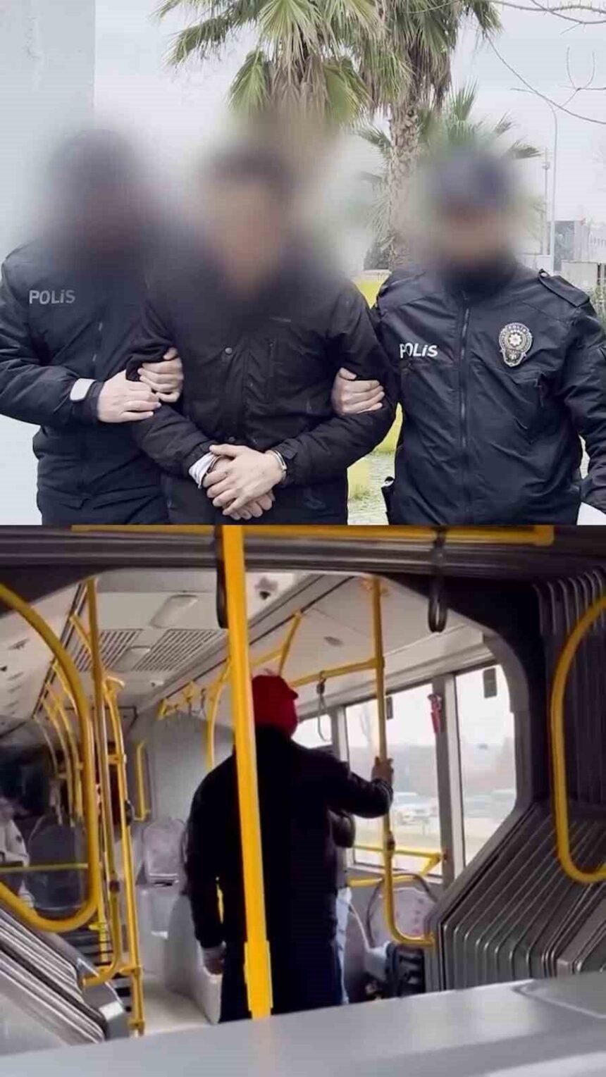 Bursa’da otobüste bir genci darbeden şüpheli gözaltına alındı. Bursa’da otobüste bir genci darbeden şüpheli gözaltına alındı.