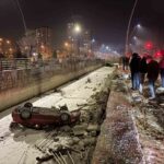 Kayseri’de Sürücüsünün Kontrolünü Kaybettiği Otomobil 5 Metrelik Kanala Düştü, Sürücü Yaralandı