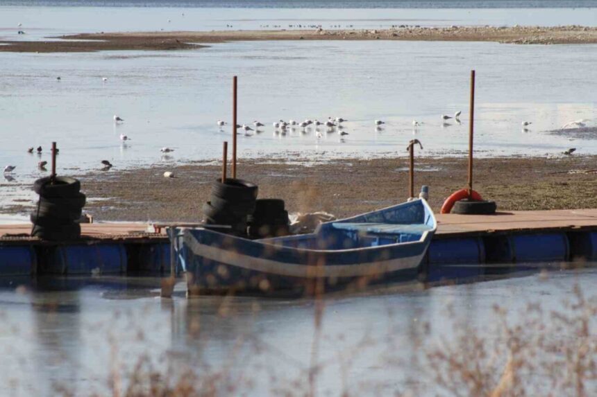 Beyşehir Gölü Kıyıları Şiddetli Soğuklar Nedeniyle Buzla Kaplandı