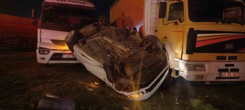 Çan’da trafik kazası: Ters dönen otomobilin sürücüsü yaralandı.