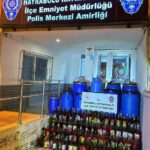 Hayrabolu’da düzenlenen operasyonda 665 litre kaçak ev yapımı şarap ele geçirildi.